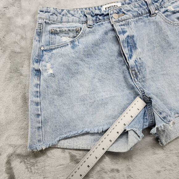 RSQ Shorts Womens 31 Blue Light Wash Distressed Cut Off High Rise Button Fly - Picture 9 of 11